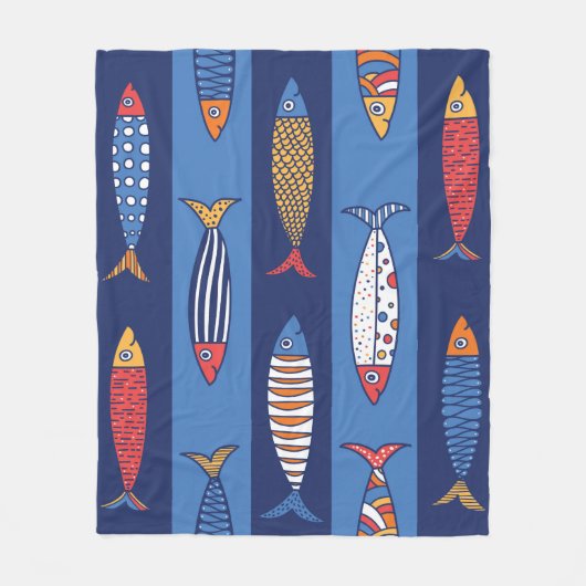 Couverture Polaire Cute fish. Kids background. Seamless pattern (Devant)