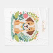 Couverture Polaire Cute Floral Dog Puppy  (Devant (Horizontal))