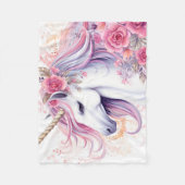 Couverture Polaire Cute Floral Magique Unicorne (Devant)