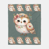 Couverture Polaire Cute Floral Owl with Bow (Devant)