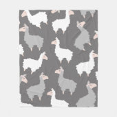 Couverture Polaire Cute Fluffy Gris & Llamas Blanches (Devant)