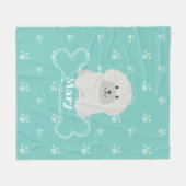 Couverture Polaire Cute Fluffy Poodle blanc Amoureux des chiens chiot (Devant (Horizontal))