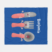 Couverture Polaire Cute fourche couteau et cuillère dessin de couvert (Devant (Horizontal))