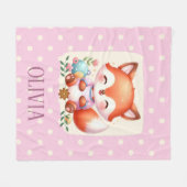 Couverture Polaire Cute Fox Polka Point Elégant Personnalisé (Devant (Horizontal))