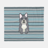 Couverture Polaire Cute French Bulldog Blue Striped (Devant (Horizontal))