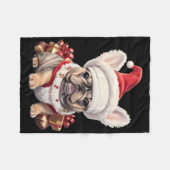 Couverture Polaire Cute French Bulldog Santa Hat Merry Christmas T Sh (Devant (Horizontal))