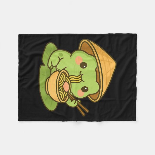 Couverture Polaire Cute Frog Eating Ramen Anime Japanese Men Women Ki (Devant (Horizontal))