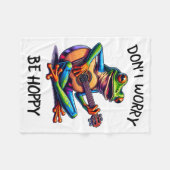 Couverture Polaire Cute Frog Playing A Guitar Dont Worry Be Hoppy _2  (Devant (Horizontal))