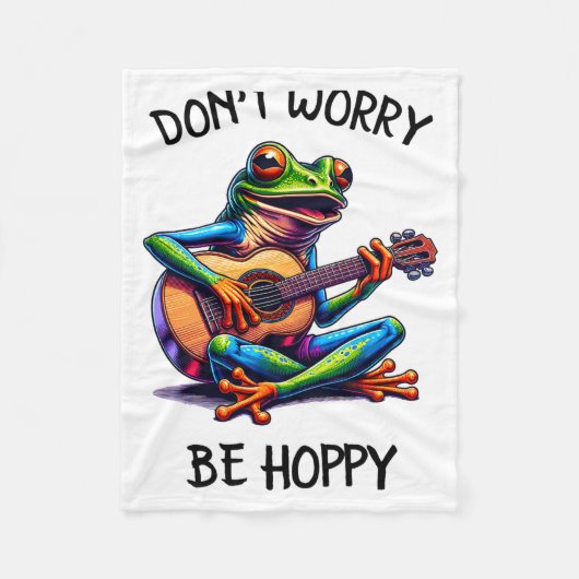Couverture Polaire Cute Frog Playing A Guitar Dont Worry Be Hoppy _2  (Devant)