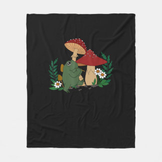 Couverture Polaire Cute Frog Playing Flute Cottagecore Goblincore Aes