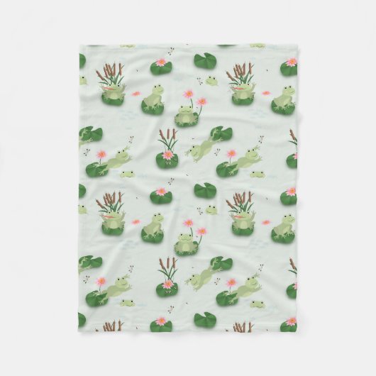Couverture Polaire Cute Frogs in Lily Pond Nursery Gender Neutral (Devant)
