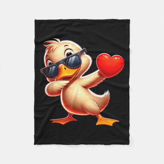 Couverture Polaire Cute Funny Cool Duck Dabbing Heart Valentines Day  (Devant)