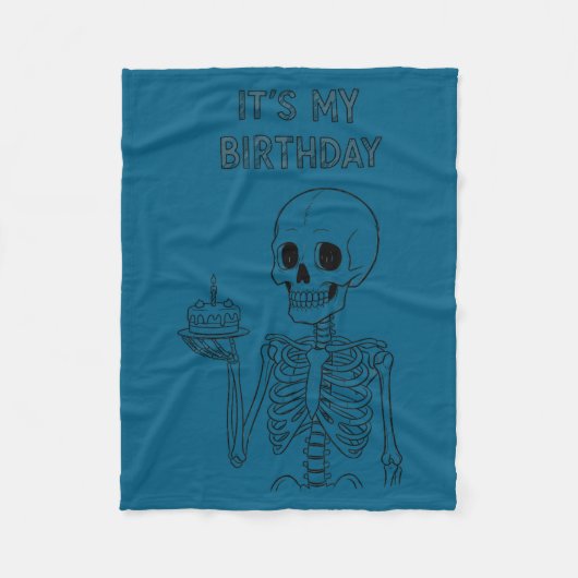 Couverture Polaire Cute Funny Kawaii Skeleton Birthday Skull Happy Wo (Devant)