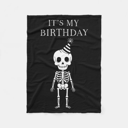 Couverture Polaire Cute Funny Kawaii Skeleton Birthday Skull Happy Wo (Devant)