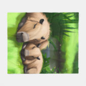 Couverture Polaire Cute Funny Napping Capybaras par l'étang (Devant (Horizontal))