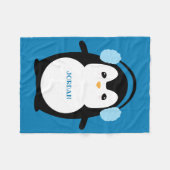 Couverture Polaire Cute Funny Penguin Nursery Blue (Devant (Horizontal))