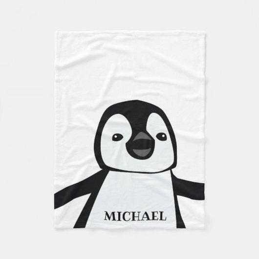 Couverture Polaire Cute Funny Penguin Nursery Noir et blanc (Devant)