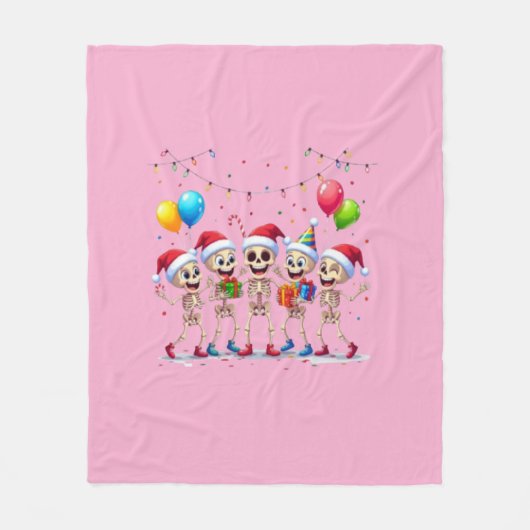 Couverture Polaire Cute Funny Skeletons Christmas & New Year Celebrat (Devant)