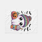 Couverture Polaire Cute Ghost Boire Café Latte Ghost Boo Hallowe (Devant (Horizontal))