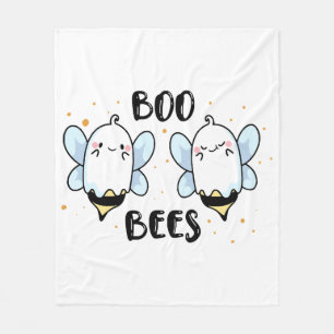 Couverture Polaire Cute Ghost Boo Bees - Funny Halloween sur blanc