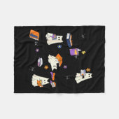 Couverture Polaire Cute Ghost Cat Reading Books Lover Bookish Hallowe (Devant (Horizontal))