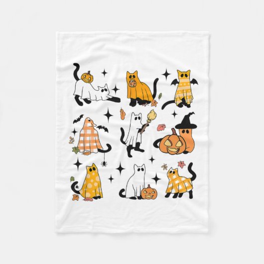 Couverture Polaire Cute Ghost Chat Funny Halloween Costumes de tenue  (Devant)
