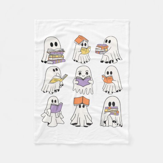Couverture Polaire Cute Ghost Livres de lecture Drôle Halloween Livre (Devant)