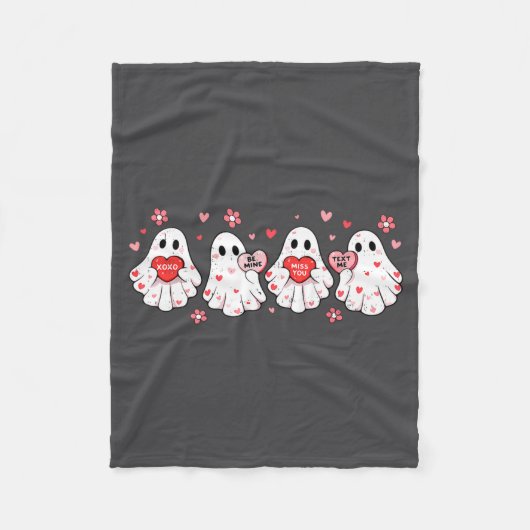 Couverture Polaire Cute Ghost Love Hearts Valentines Day Womens Teens (Devant)