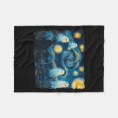 Couverture Polaire Cute Ghost Starry Night Halloween Soky Retro Van G (Devant (Horizontal))