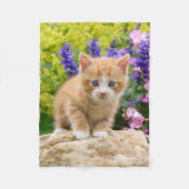Couverture Polaire Cute Ginger Chat Kitten Fleur Jardin confortable (Devant)