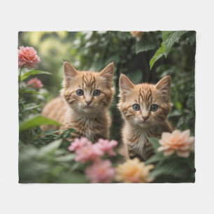 Couverture Polaire Cute Ginger Kittens À La Découverte D'Un Jardin Lu