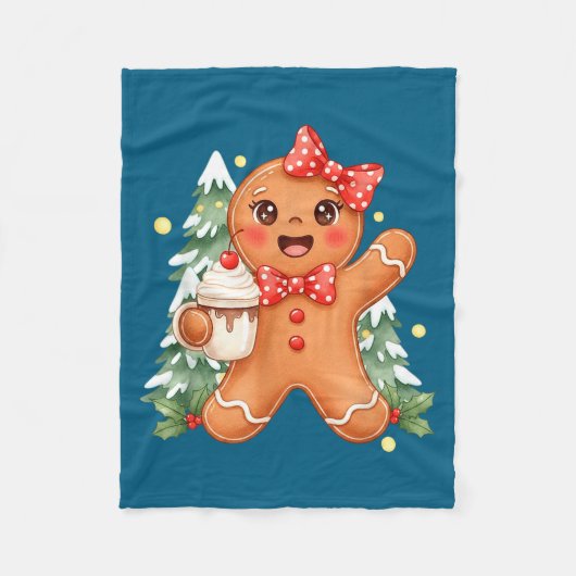 Couverture Polaire Cute Gingerbread Christmas Snow Xmas For Men Women (Devant)