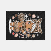 Couverture Polaire Cute Gingerbread Leopard Christmas Xmas Girl Women (Devant (Horizontal))