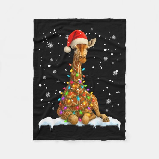 Couverture Polaire Cute Giraffe Christmas Light Funny Giraffe Lover X (Devant)