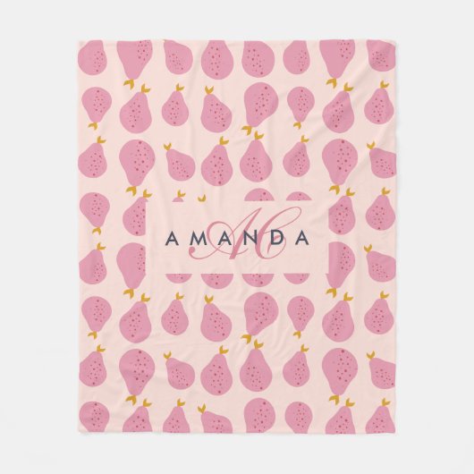 Couverture Polaire Cute Girly Feminine Pear Monogramme Cadeaux Initia (Devant)