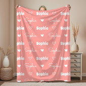 Couverture Polaire Cute girly rust pink repeating name monogram