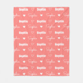 Couverture Polaire Cute girly rust pink repeating name monogram (Devant)