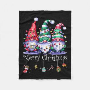 Couverture Polaire Cute Gnomes Merry Christmas Light Family Gnome Xma