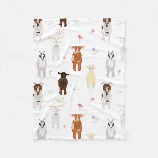 Couverture Polaire Cute Goats Farm Animals (Devant)
