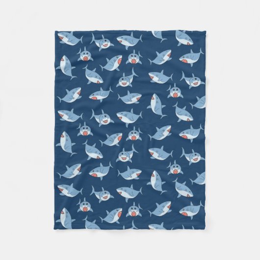 Couverture Polaire Cute Great White Sharks Motif Océan (Devant)
