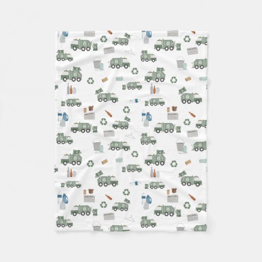 Couverture Polaire Cute Green Recycling Camion Enfants Véhicules Moti (Devant)