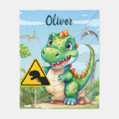 Couverture Polaire Cute Green Trex Dinosaur Personnalisé (Devant)