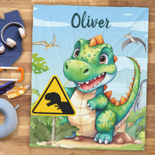 Couverture Polaire Cute Green Trex Dinosaur Personnalisé