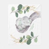Couverture Polaire Cute Greenery Gold Baby Elephant Boy Nursery (Devant)