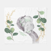 Couverture Polaire Cute Greenery Gold Baby Elephant Boy Nursery (Devant (Horizontal))