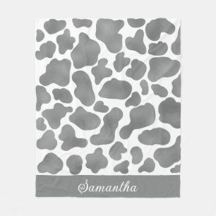 Couverture Polaire Cute Gris Argent Blanc Vache Imprimer Motif animal