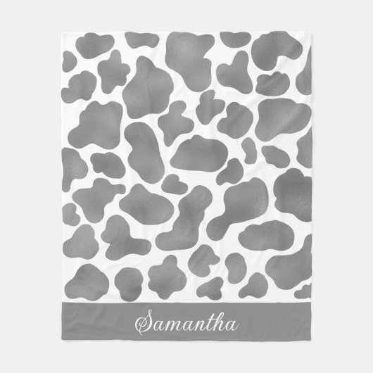 Couverture Polaire Cute Gris Argent Blanc Vache Imprimer Motif animal (Devant)