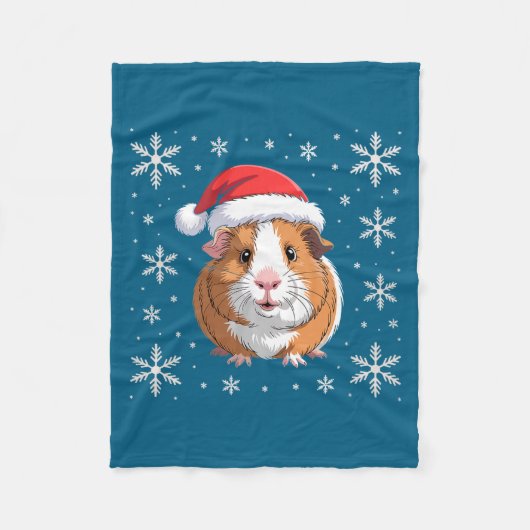 Couverture Polaire Cute Guinea G Wearing Santa Hat Christmas Premium  (Devant)