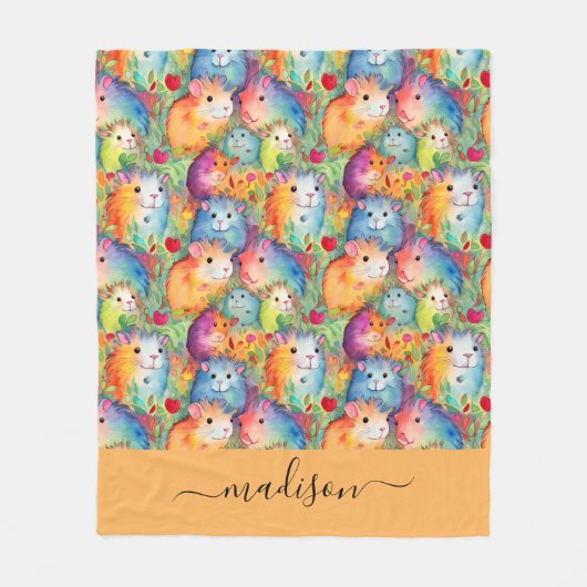 Couverture Polaire Cute guinea pigs pattern script name (Devant)