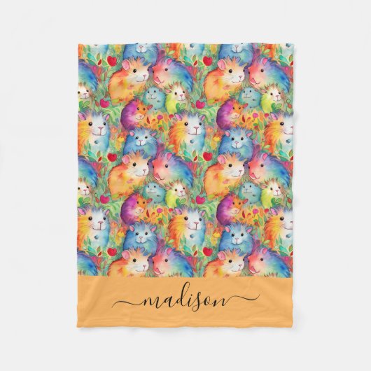 Couverture Polaire Cute guinea pigs pattern script name (Devant)